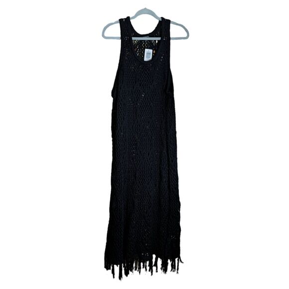 Women's Torrid Black Crochet Fringe Tank Beach Dress, Size 4XL - Picture 2 of 5